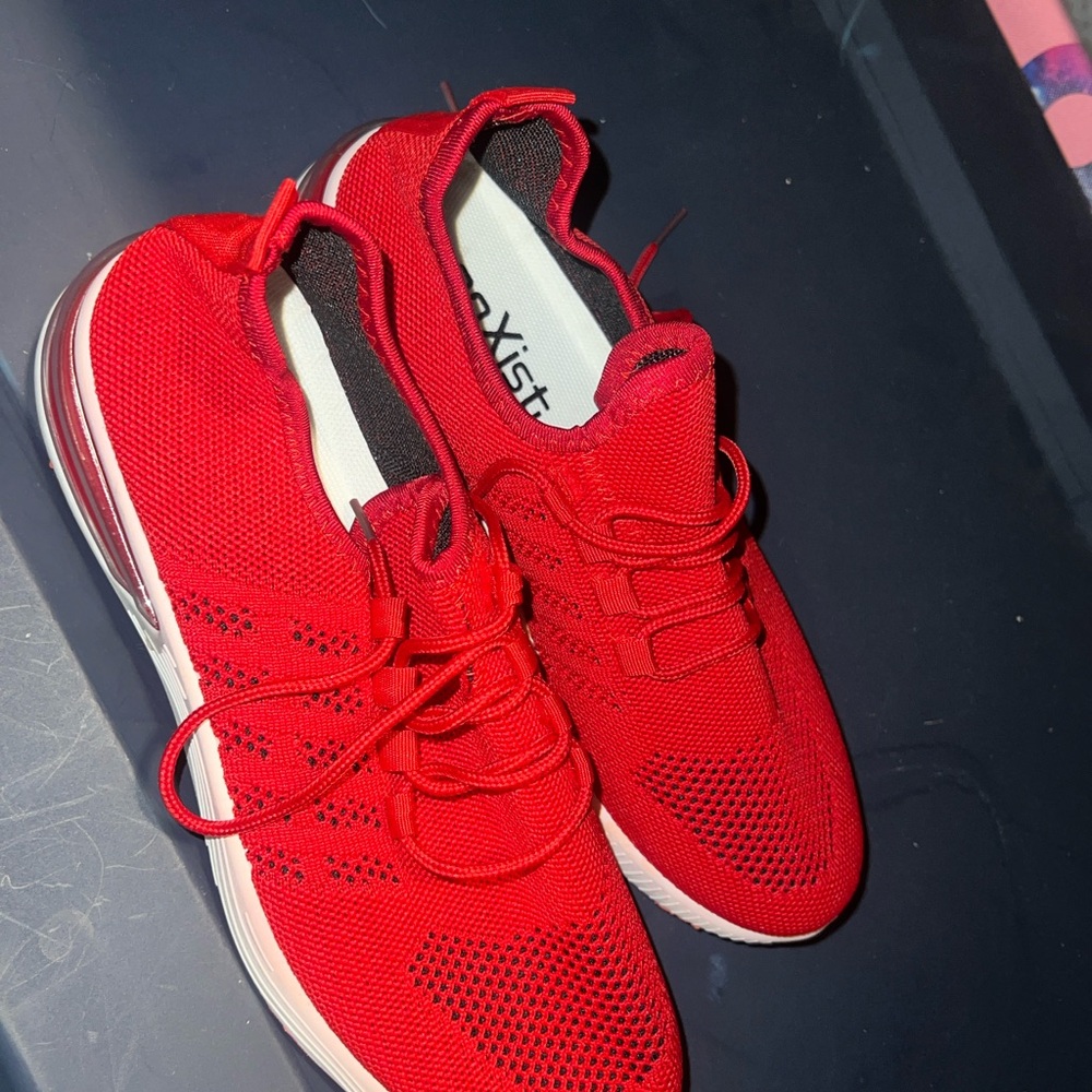 Red Knit Athletic Sneakers